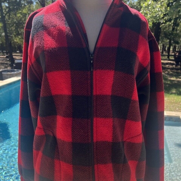 Pacer Plaid Fleece Jacket Womens Red Black White Size PS Lot Of 2 - Picture 3 of 10